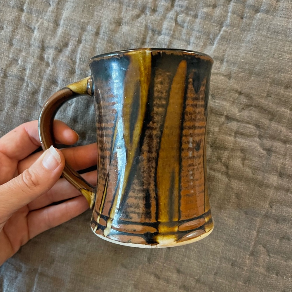 Handcrafted Brown Tree Wood Ceramic Mug